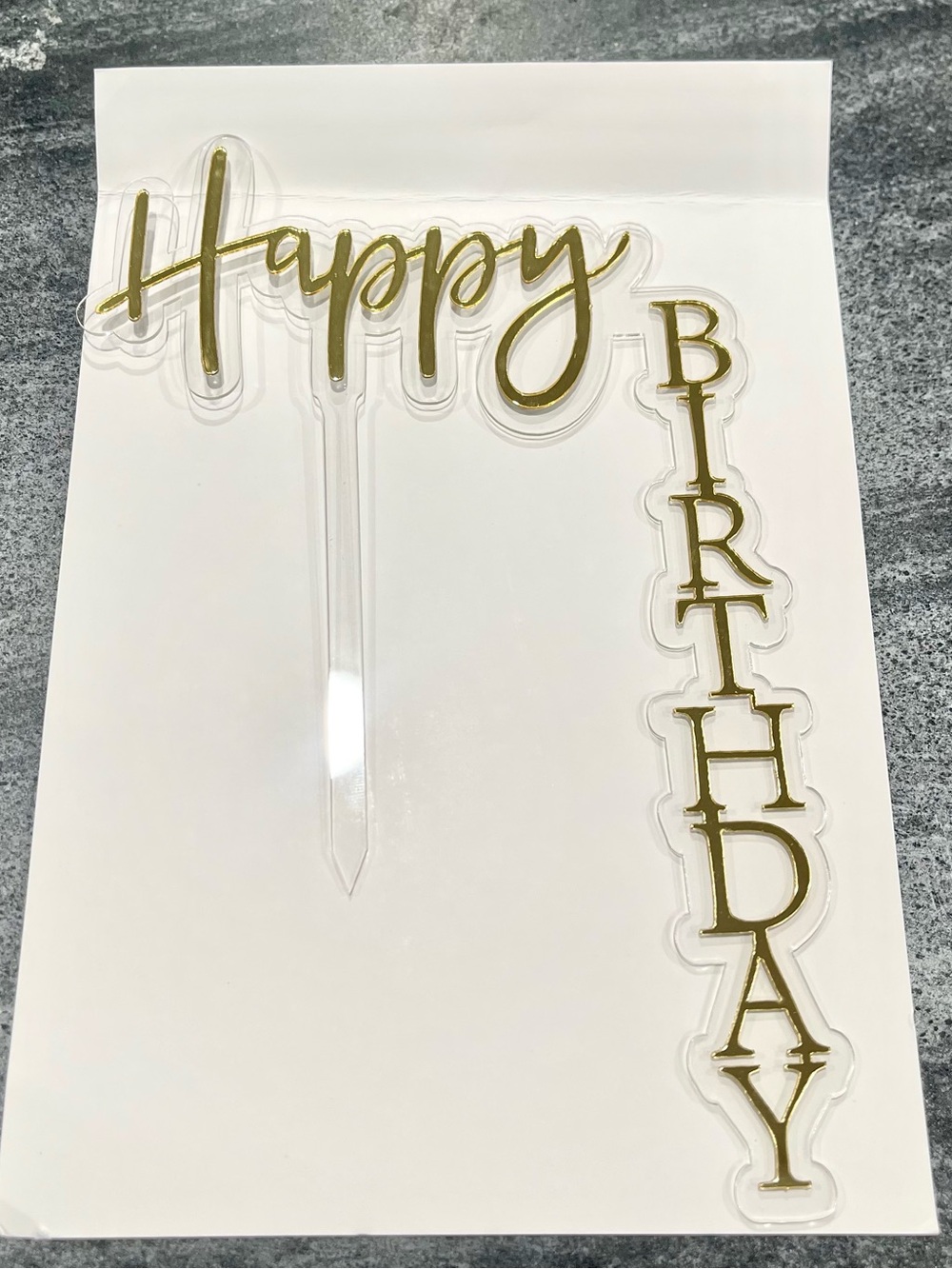 Gold & White 'Happy Birthday' Cake Topper